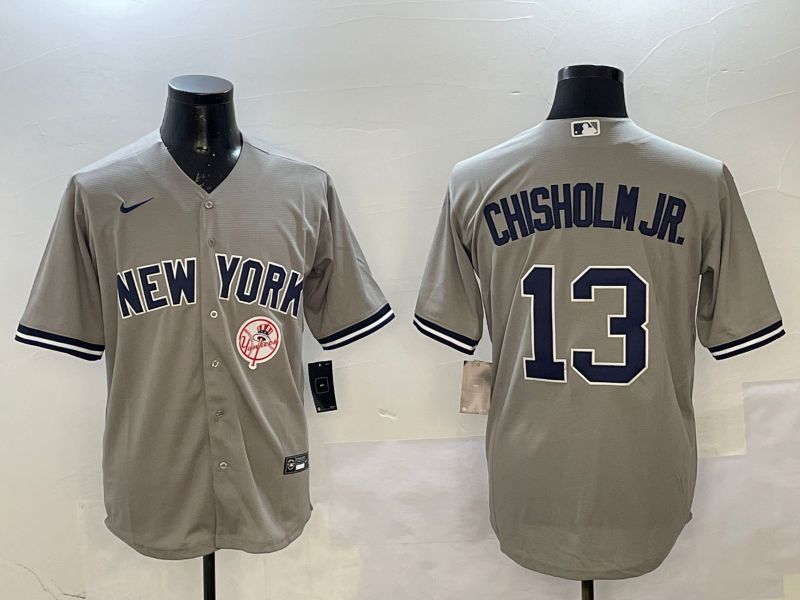 Men New York Yankees #13 Chisholm jr Grey Game 2025 Nike MLB Jersey style 3->new york yankees->MLB Jersey